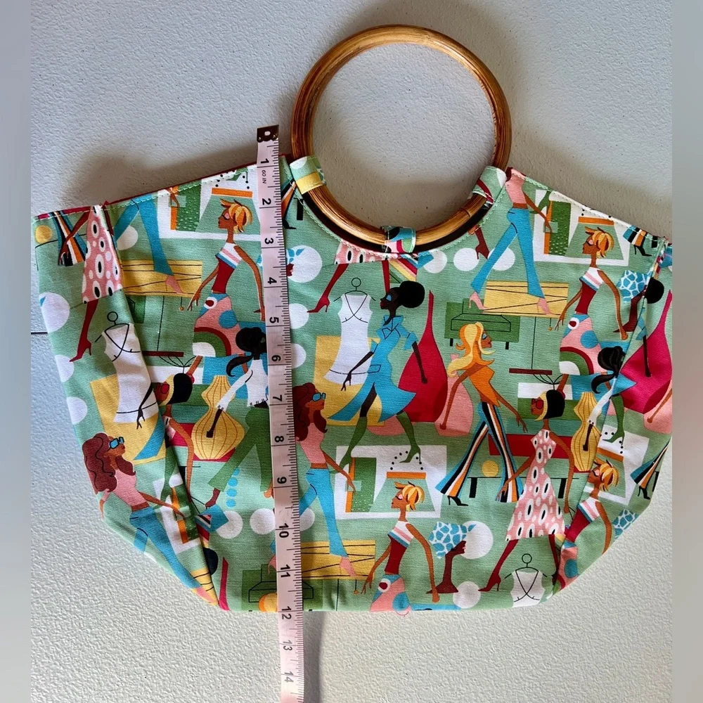 NEIMAN MARCUS Tote Purse Bag Fashion Diva Model Ladies Bamboo Handles MCM Chic - Picture 12 of 13